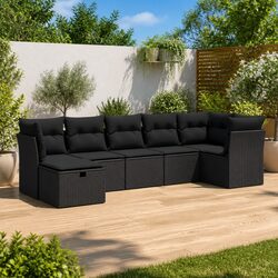 Detailed Specs of 7 Piece Black Modular Garden Sofa Set