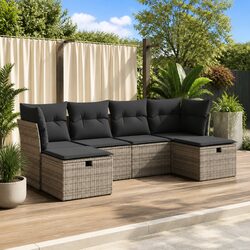 Garden Sofa Set 6-Piece Modular Outdoor Furniture