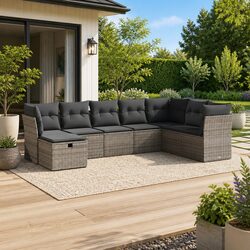 8 Piece Garden Sofa Set with Modular Design - Grey