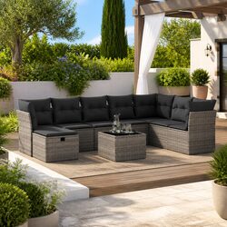 Specifications of 9-Piece Grey Garden Sofa Set