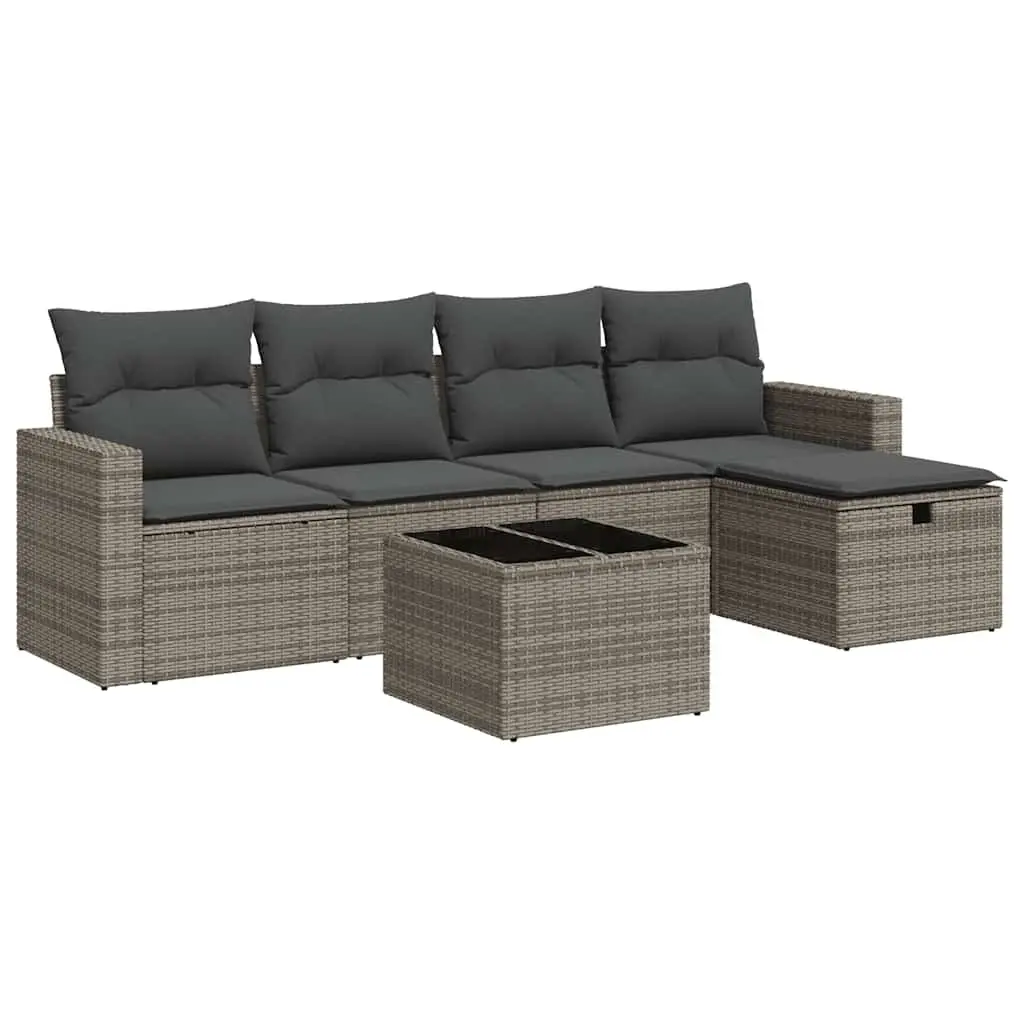 6-Piece Grey Modular Garden Sofa Set
