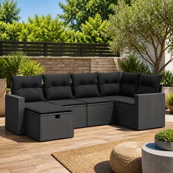 Specifications of 6 Piece Modular Black Outdoor Sofa Set