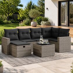 Garden Sofa Set 7 Piece Outdoor Furniture Patio Sectional with Cushions Storage