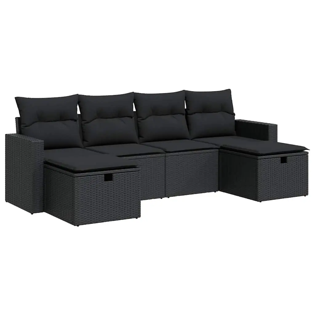 6-Piece Garden Sofa Set in Black