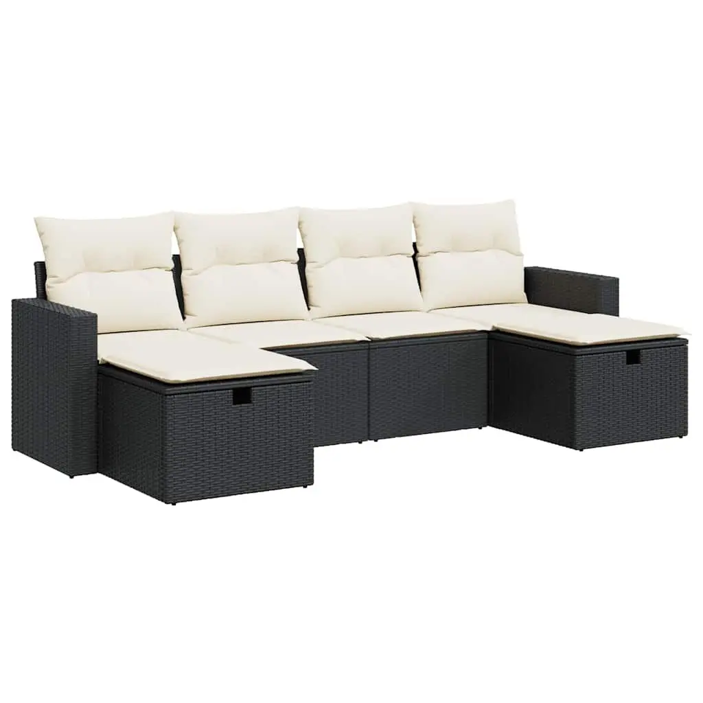 6 Piece Black Modular Patio Furniture Set