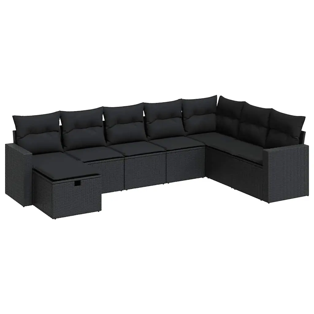 Garden Sofa Set 8 Piece Outdoor Furniture Patio Black Poly Rattan Modular Lounge