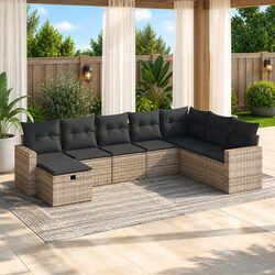 Specifications of 8 Piece Grey Poly Rattan Garden Sofa Set