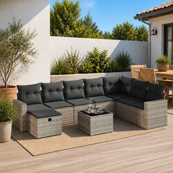 Specifications of the 9-Piece Garden Sofa Set in Grey