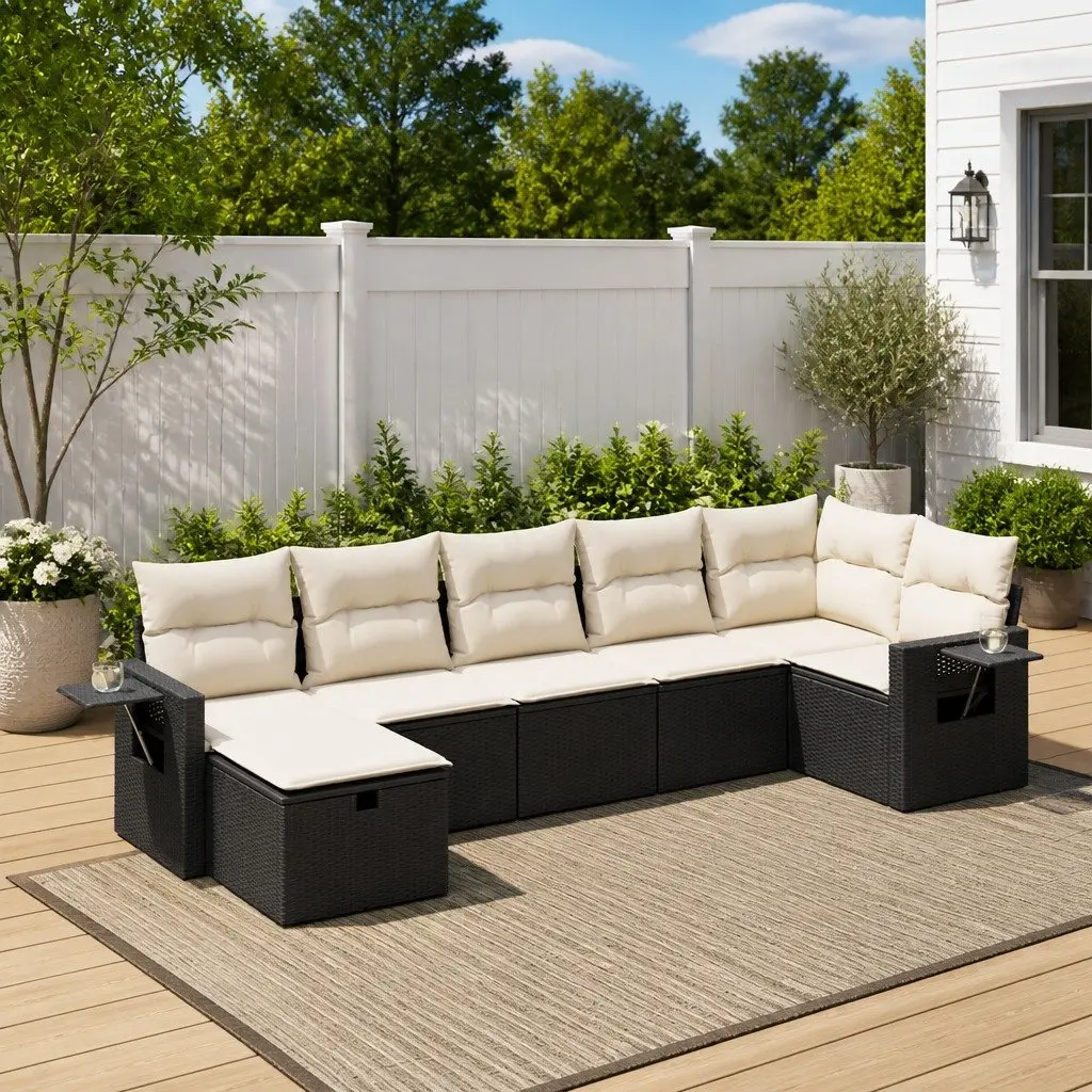 7 Piece Modular Garden Sofa Set with Cushions