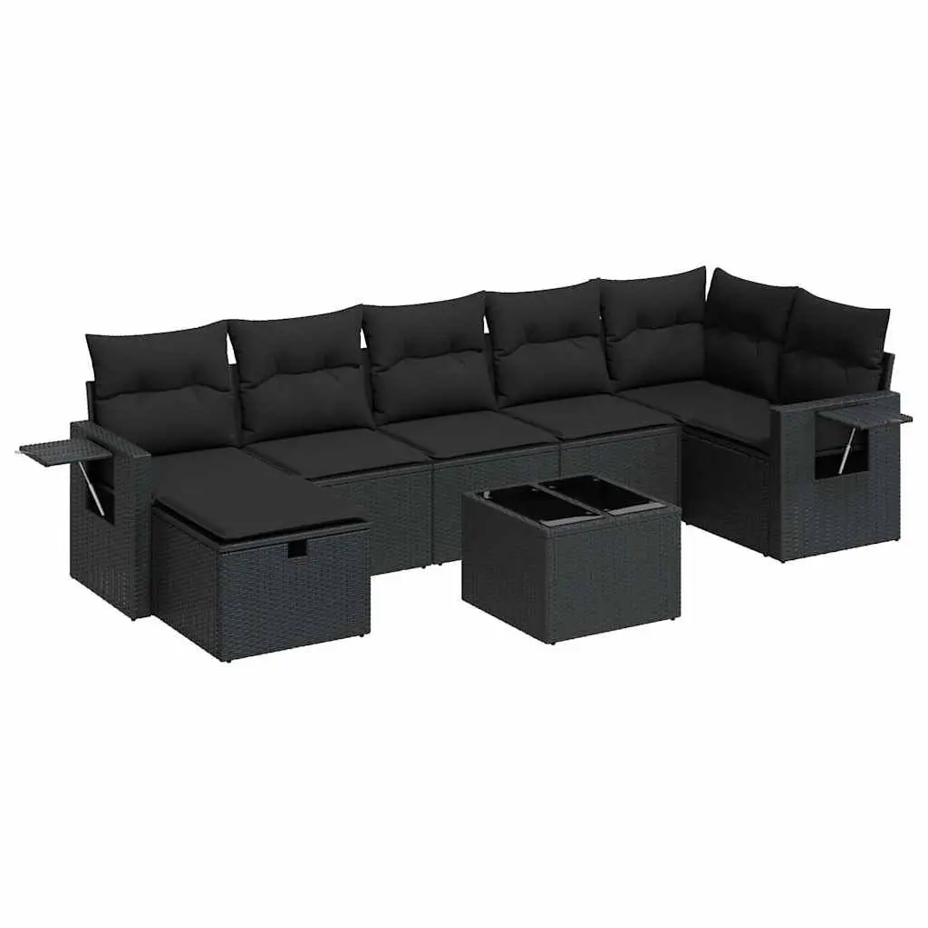 Garden Sofa Set 8 Piece Outdoor Furniture Modular PE Rattan Black Patio Seating