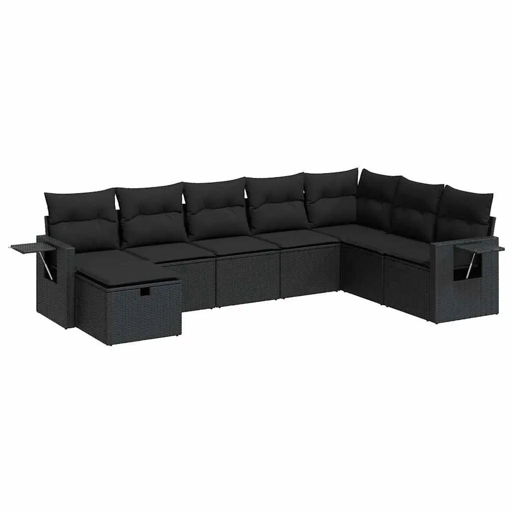 Garden Sofa Set 8 Piece Outdoor Furniture Patio Sectional Poly Rattan Black