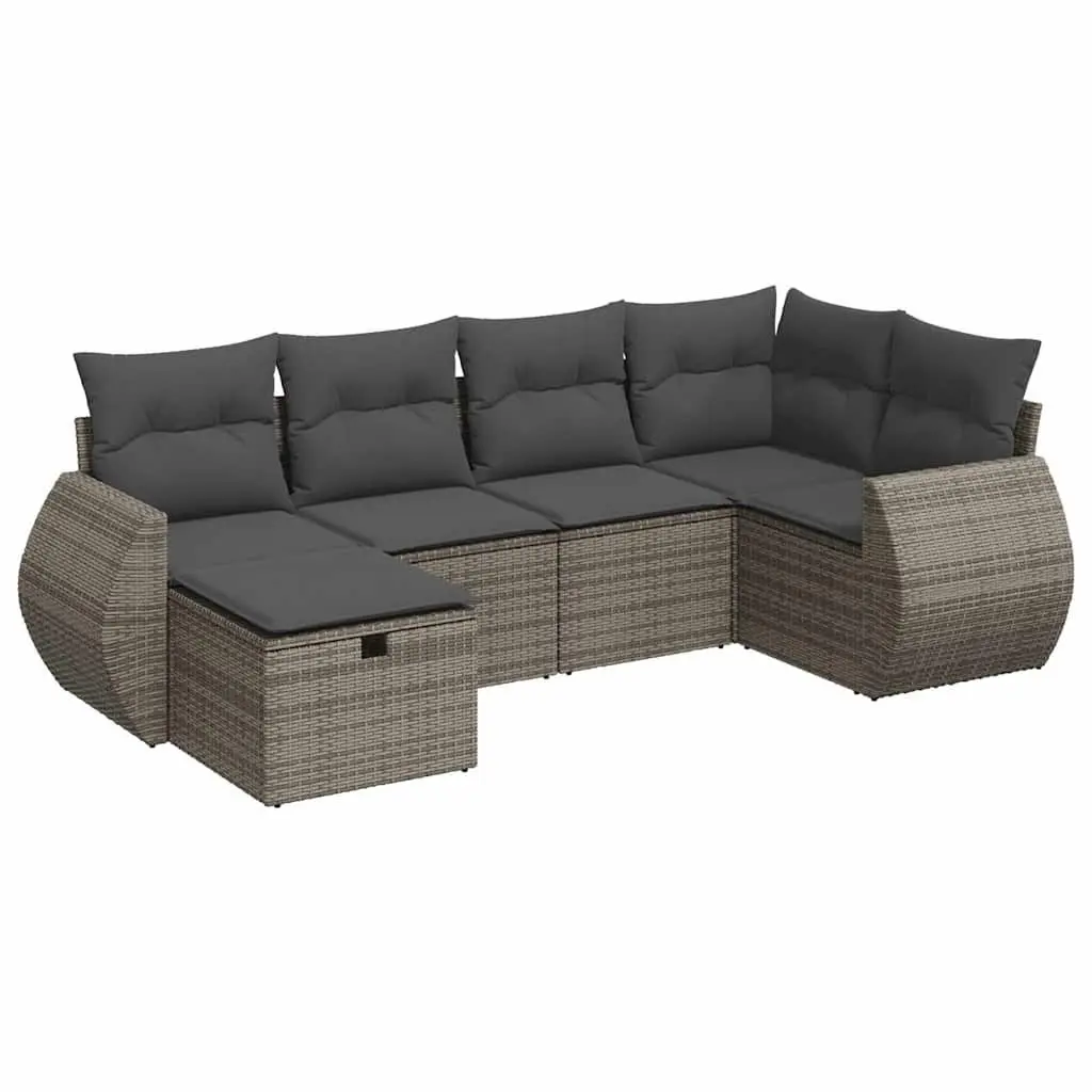 Garden Sofa Set Outdoor Furniture 6 Piece Grey Poly Rattan Modular