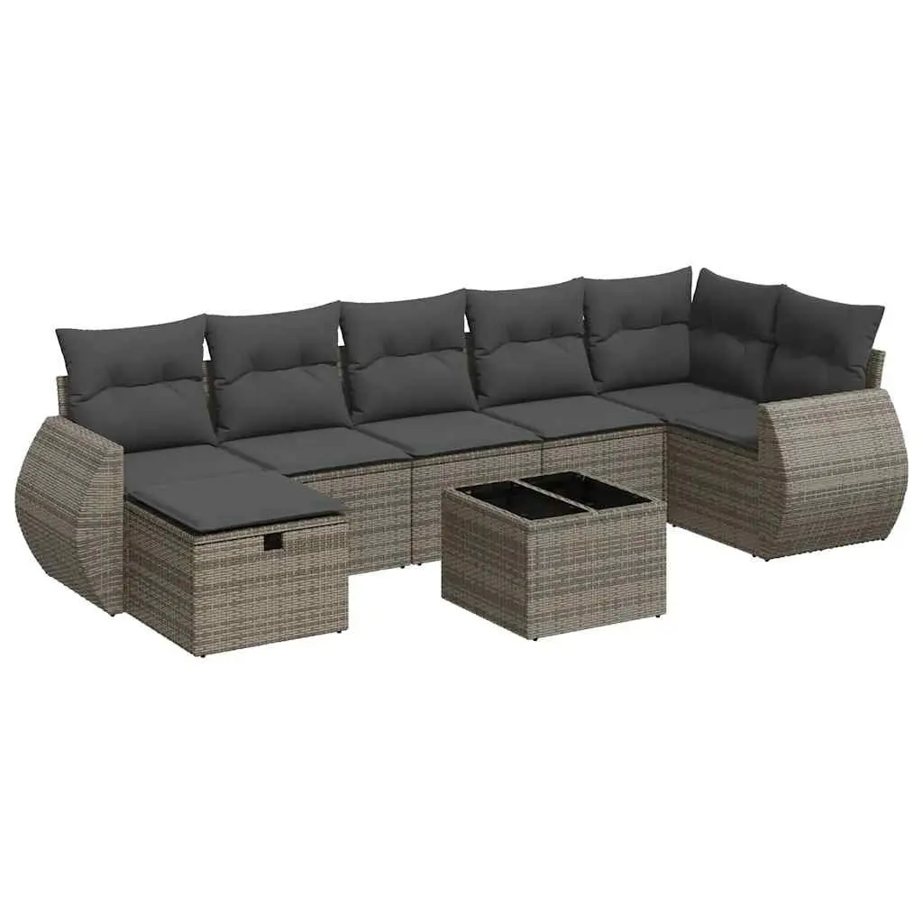 Garden Sofa Set Outdoor Furniture 8 Piece Modular Grey Poly Rattan