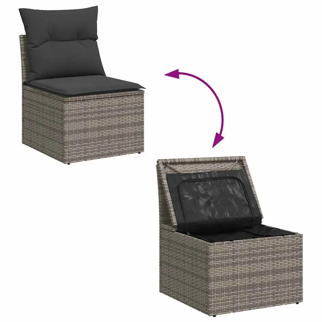 Garden Sofa Set Outdoor Furniture 8 Piece Modular Grey Poly Rattan
