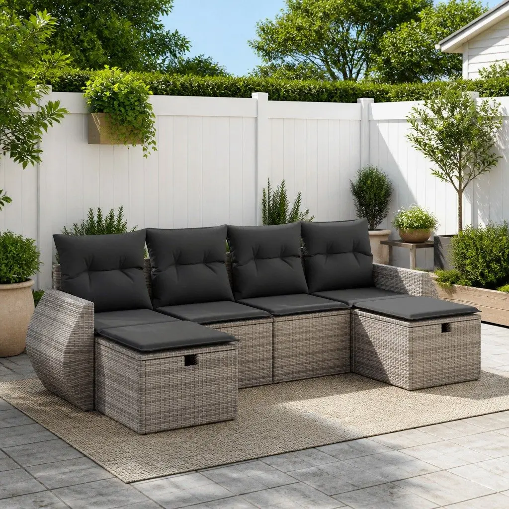 6-Piece Modular Grey Outdoor Sofa Set