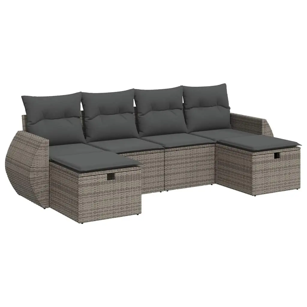 6-Piece Modular Grey Outdoor Sofa Set