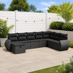 Specifications of 8 Piece Black Rattan Garden Sofa Set