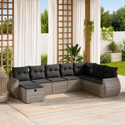 Specifications of 8 Piece Grey Garden Sofa Set with Storage