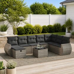 Specifications of 9-Piece Grey Garden Sofa Set