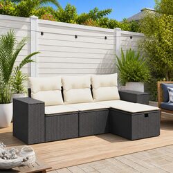 4 Piece Modular Outdoor Sofa Set with Storage Features