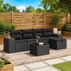 Specifications of 6-Piece Modular Garden Sofa Set in Black