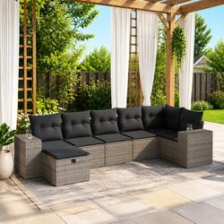 7 Piece Garden Sofa Set - Grey Modular Outdoor Furniture