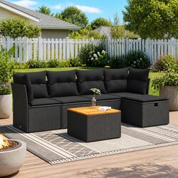 Specifications of 6-Piece Black Modular Garden Sofa Set