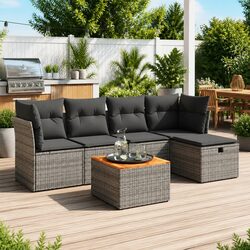 Garden Sofa Set Specifications: 6 Piece Grey Rattan