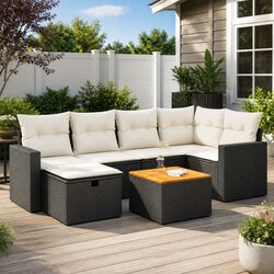 7-Piece Outdoor Sofa Set: Black Modular Design