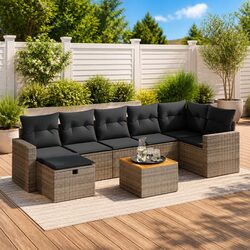 8-Piece Outdoor Furniture Set - Grey Poly Rattan Design
