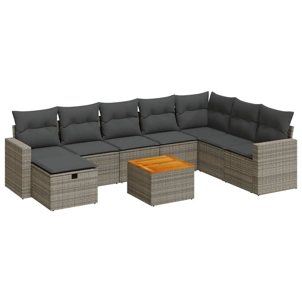 9 Piece Grey Garden Sofa Set