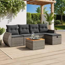 6-Piece Modular Outdoor Sofa Set: Grey Poly Rattan