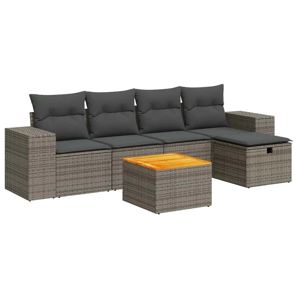 Garden Sofa Set 6 Piece Outdoor Furniture Grey Rattan Modular