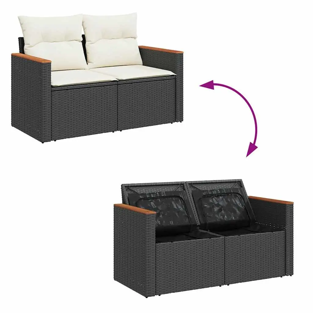 Garden Sofa Set 5 Piece Outdoor Furniture Black Poly Rattan Patio Lounge