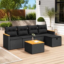 Specifications of the 6-Piece Garden Sofa Set in Black