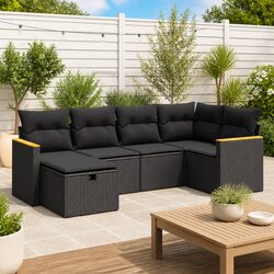 6 Piece Modular Garden Sofa Set with Cushions and Storage