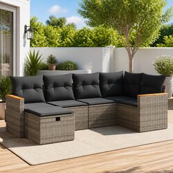 Specifications for Modular 6-Piece Grey Garden Sofa Set