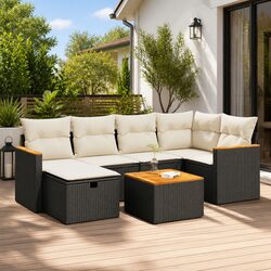 7-Piece Black PE Rattan Garden Sofa Set Specifications