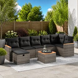 Specifications of 8-Piece Grey Garden Sofa Set for Outdoors