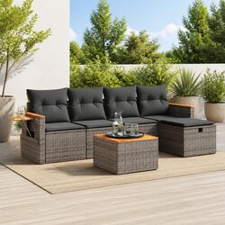 Garden Sofa Set 6 Piece Outdoor Furniture Grey Poly Rattan Patio Modular Lounge