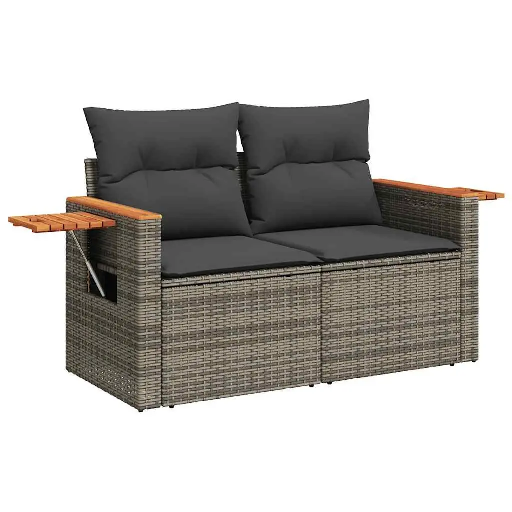 7 Piece Garden Sofa Set Outdoor Furniture Patio Lounge Grey Poly Rattan Cushions
