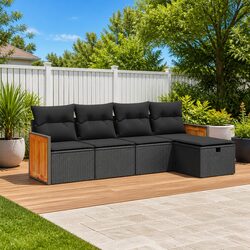 Specifications for Garden Sofa Set 5-Piece Black Furniture