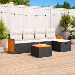 Specifications of 6 Piece Black Poly Rattan Sofa Set