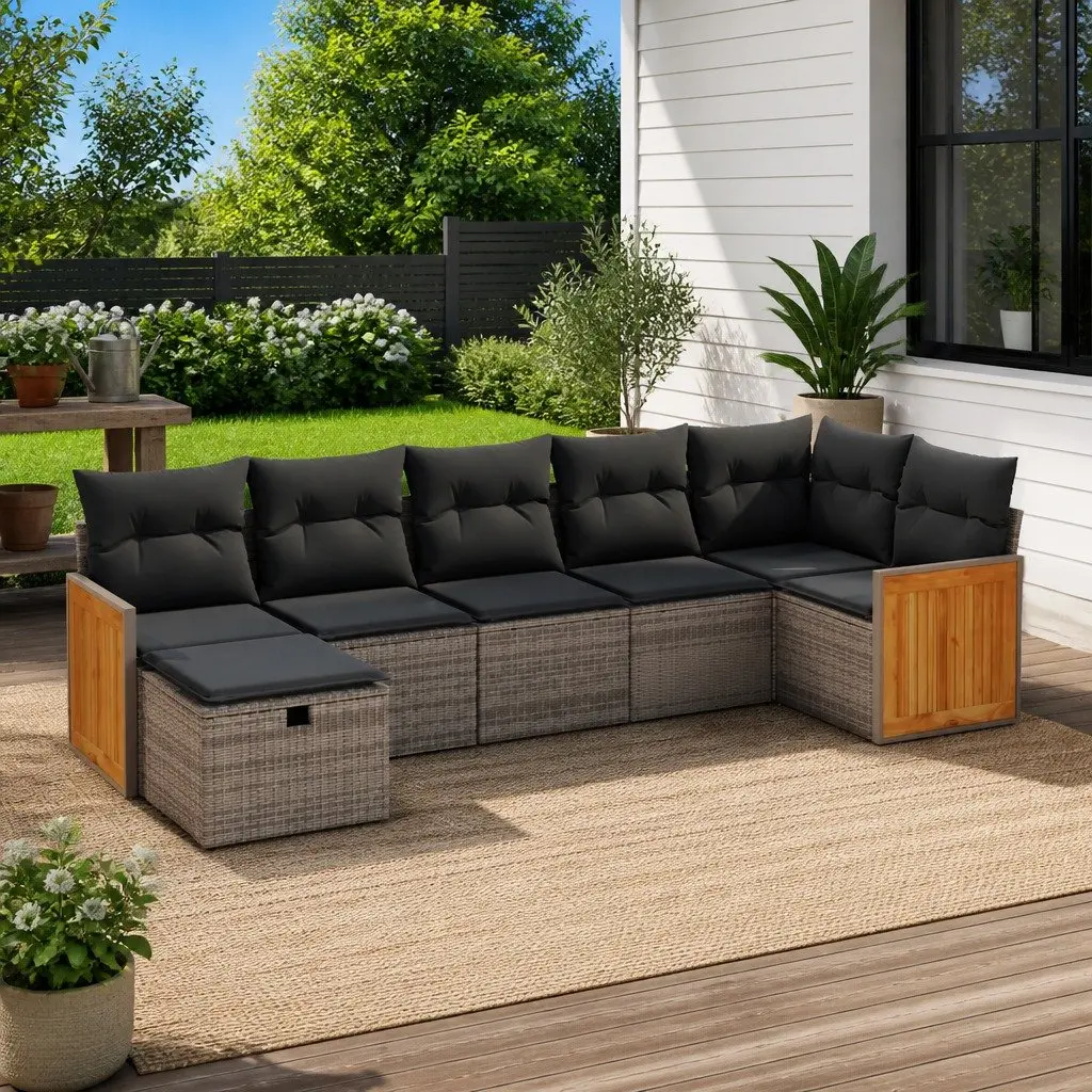 7 Piece Grey Garden Sofa Set