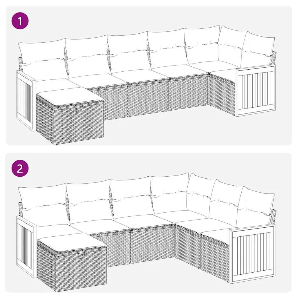 7 Piece Grey Garden Sofa Set