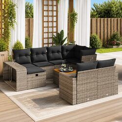 11-Piece Garden Sofa Set Specifications: Grey Poly Rattan