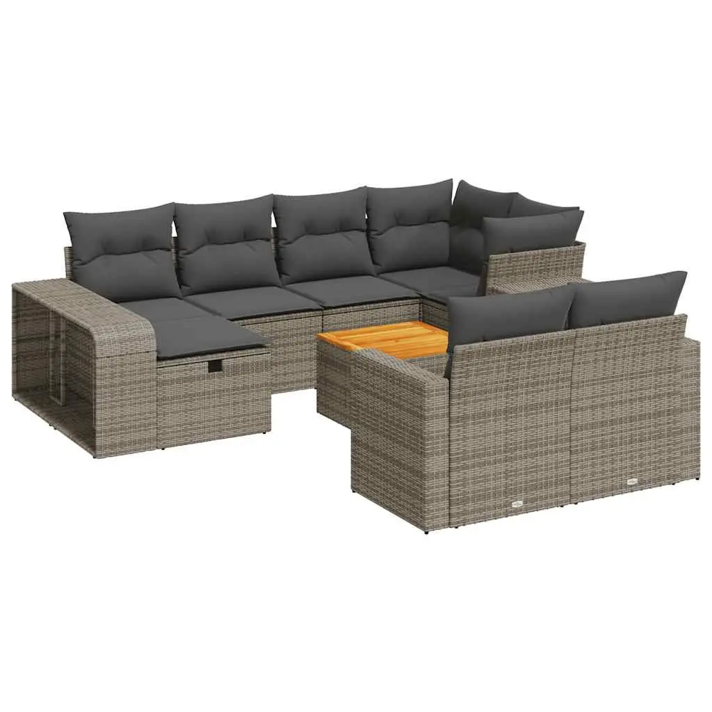 Garden Sofa Set 11 Piece Grey Poly Rattan Outdoor Furniture Patio Seating