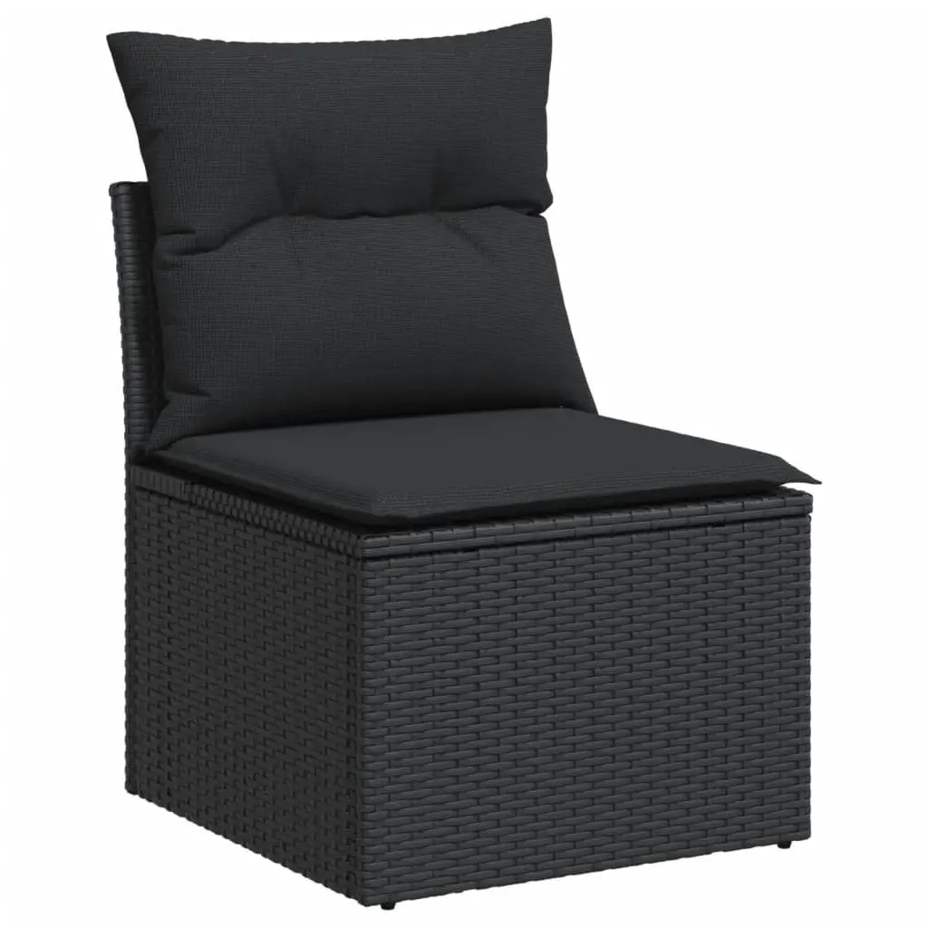 6 Piece Garden Sofa Set with Storage Cushions Black Outdoor Patio Furniture