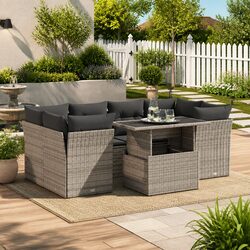 7 Piece Outdoor Sofa Set Specifications - Grey Rattan