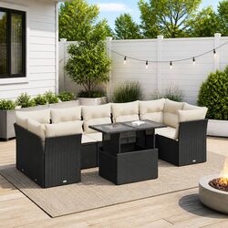 8-Piece Black Poly Rattan Garden Sofa Set Specifications